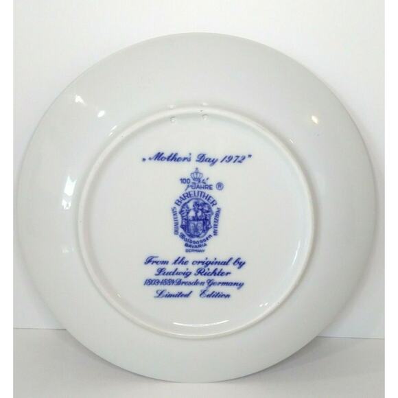 Vintage Mother's Day 1972 Limited Edition Plate Bareuther Waldsassen Germany EUC - Picture 3 of 9